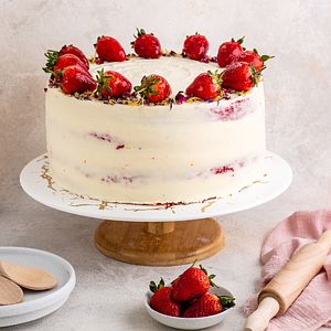 Red Velvet Strawberry Vanilla Cake