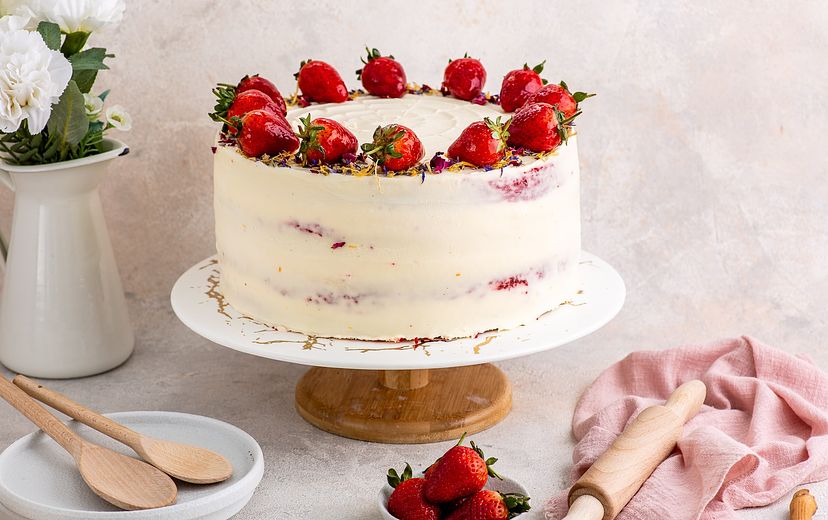 Red Velvet Strawberry Vanilla Cake