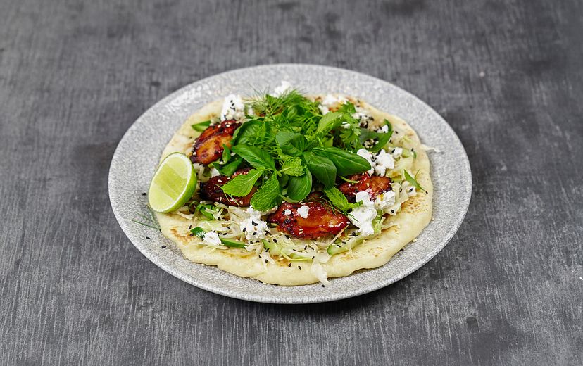 STICKY GOCHUJANG CHICKEN FLATBREADS