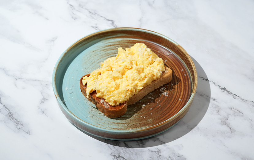 SCRAMBLED EGGS ON TOAST w/ PARMESAN