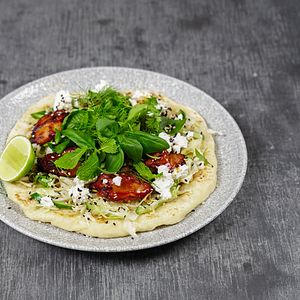 STICKY GOCHUJANG CHICKEN FLATBREADS